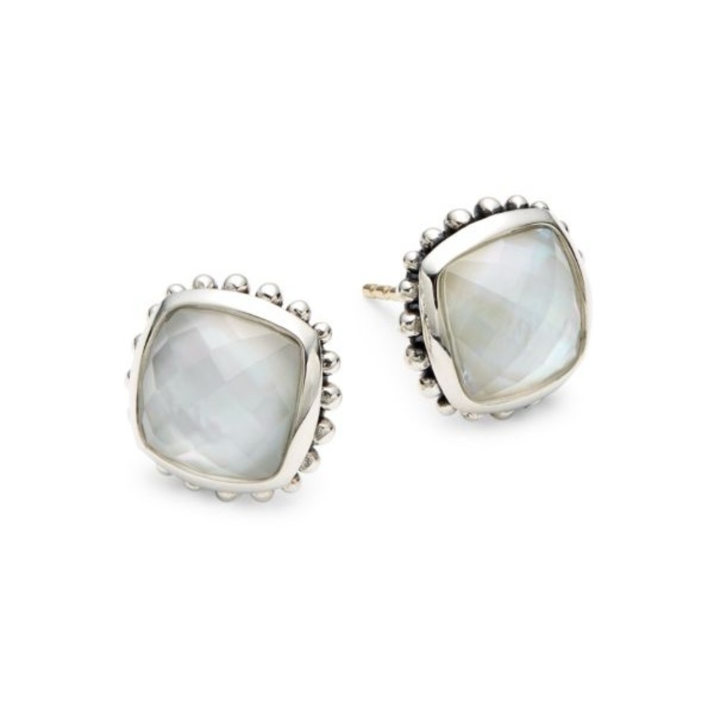 LAGOS Venus Sterling Silver White Mother Of Pearl & Crystal Doublet Studs
